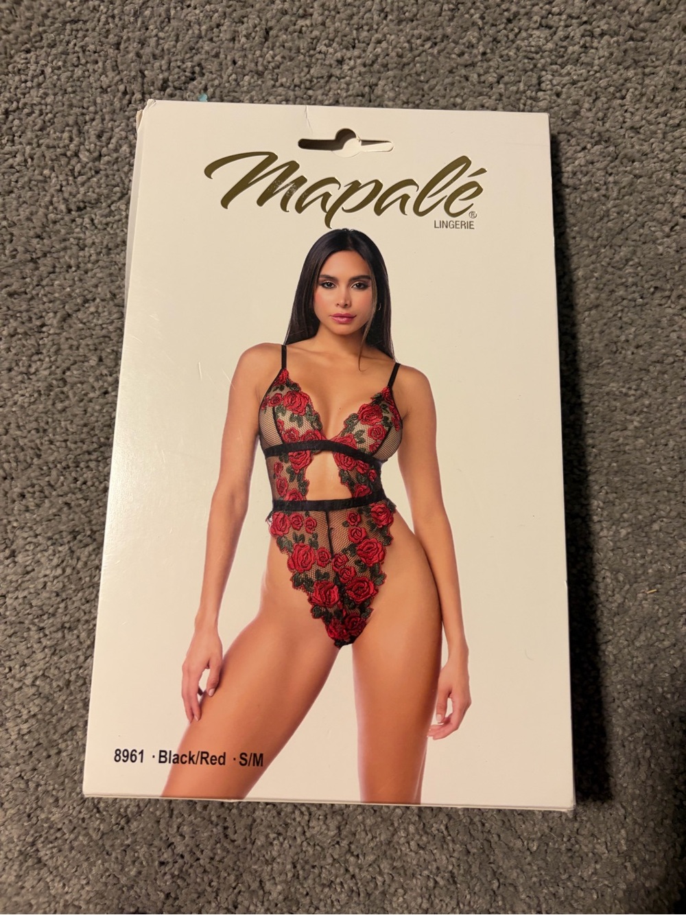 Mapale Black & Red Floral Lace Teddy